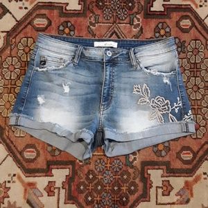 Floral Embroidered Jean Shorts